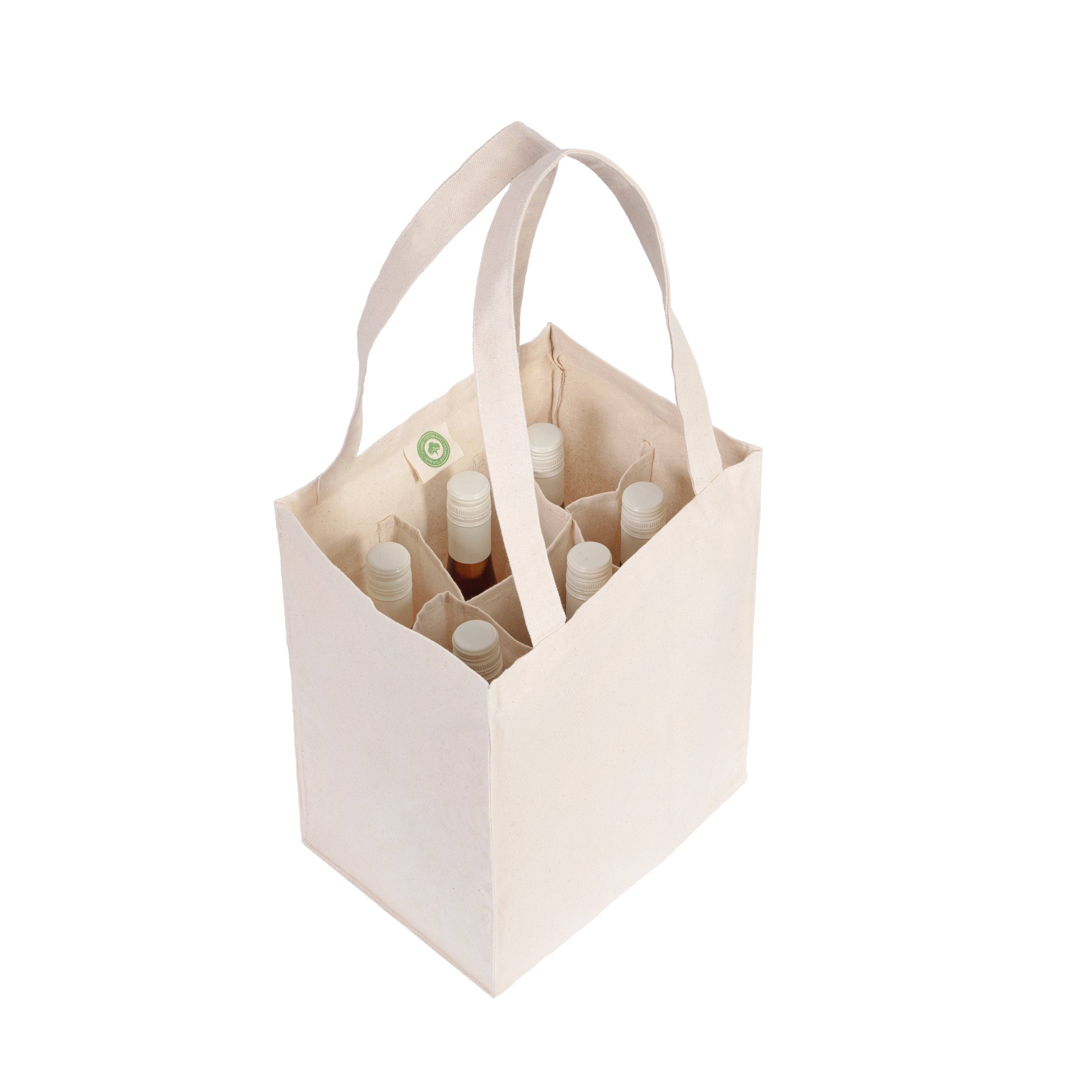 Canvas Travel 6-Bottle Wine Carrier Tote Bag